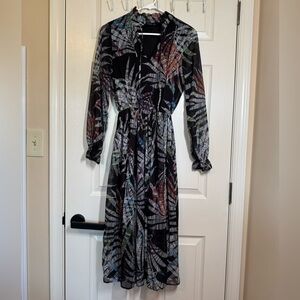 Chic Black Multicolor Long Sleeve Dress